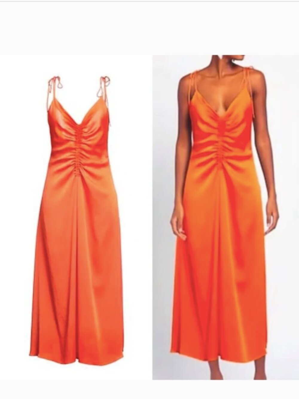 Jason Wu Ruched Satin Slip Midi Dress Strappy